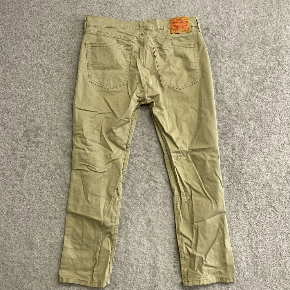 Levis 514 Men's W36 L30 Khaki Straight Fit Jeans Cotton & Elastane